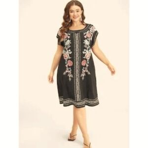 NEW Bloomchic bandana round neck dolman sleeve Floral Print dress 2x